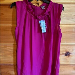 Women’s Worthington Sleeveless Ruffle-Trim Blouse - Fuchsia